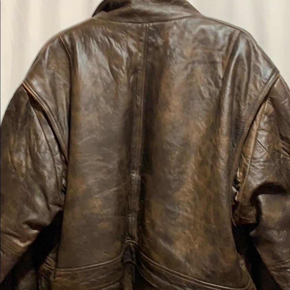 CONTEXT XLT DISTRESSED LEATHER BOMBER JACKET - Picture 6 of 11